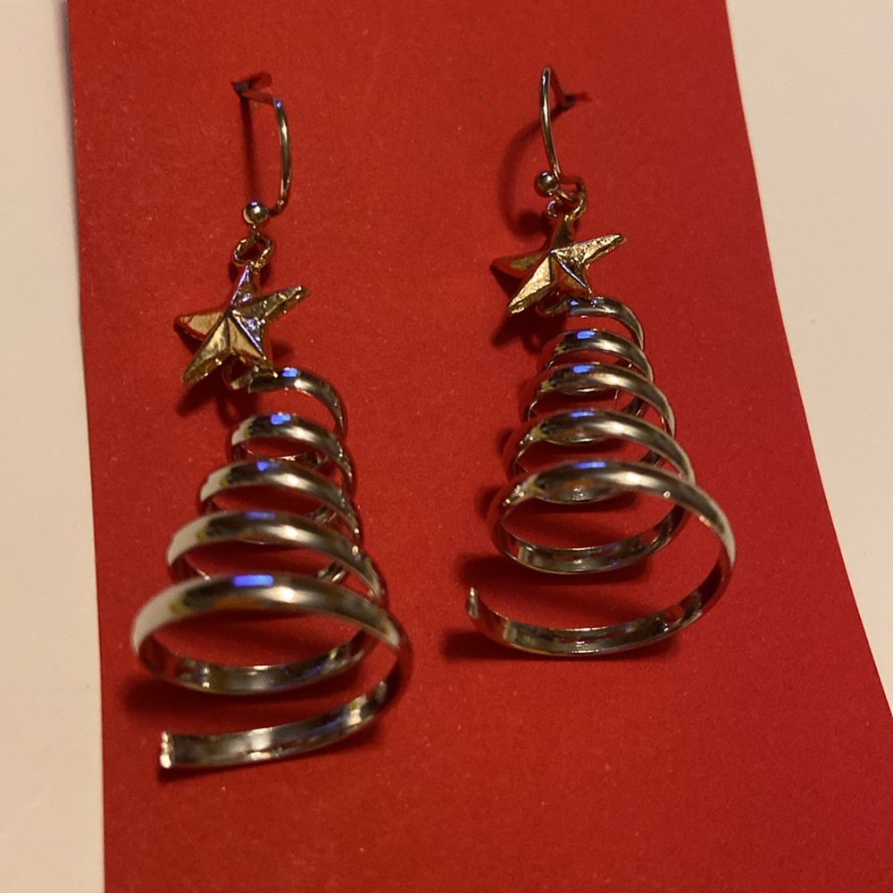 Silver and Gold Spiral Star Earrings